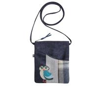 Earth Squared Small Sling Crossbody Appliqué Phone Bag - Choice of Designs: Owl, Sheep, Cat, Dog, Tree, Highland Cow - Wool Blend with Zip Closure & Front Pocket - 19 x 15 cm (Owl)