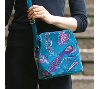 Earth Squared Soft Velvet Hobo Bag - Shoulder Bag in Cotton Velvet - Teal