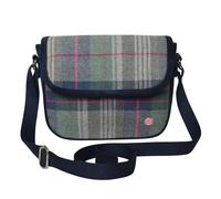 Earth Squared Tartan Tweed Mila Crossbody Bag - Women’s Wool Crossbody Handbag with Magnetic Closure, Zip Pockets & Adjustable Strap - 24 x 20 x 6 cm (Drem)