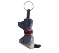 Earth Squared Tweed Dog Keyring - Wool Blend Keychain - 5 × 8 × 3 cm - Handmade Dog Charm - Recycled Polyester, Wool & Fabric Blend (Blue)