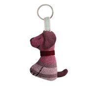 Earth Squared Tweed Dog Keyring - Wool Blend Keychain - 5 × 8 × 3 cm - Handmade Dog Charm - Recycled Polyester, Wool & Fabric Blend (Raspberry)