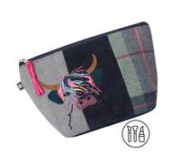 Earth Squared Tweed Highland Cow Applique Make up Bag - one size - Multi - Tweed