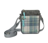 Earth Squared Tweed Tartan Crossbody Phone Pouch Bag - Sky
