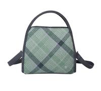 Earth Squared Tweed Tartan Margot Bag - Multiway Grab, Shoulder & Crossbody Handbag - Strong Zip Fittings, 2 Zipped Compartments - Recycled Wool Blend Fabric - 26 × 25 × 11 cm (Green)