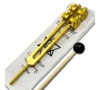 Earth Star 68.05 Hz Weighted Tuning Fork (9th) Carry Bag and Striker - Sound Healing and Enhanced Biofield Harmonization - Earth Vibration, Grounding - Gold Color