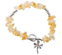 Earth Story Citrine Heat Treated Chip Bracelet + Dragonfly Charm & Toggle Fastener