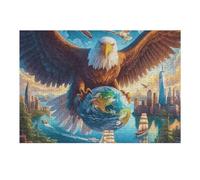 Earth Theme Flying Bald Eagle 300 Piece Jigsaw Puzzle for Adults Luminous Enchanted Beasts Jigsaw Creative Gift for Loved Ones Family Activity Challenging Design Stress Relief Pastime 300 PCS