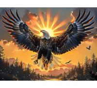 Earth Theme Flying Bald Eagle 300 Pieces Classic Jigsaw Puzzle Fantastic Beasts Puzzle for Adults Concentration Training Wall Art Mental Exercise Halloween Premium Cardboard 300 PCS