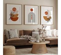 Earth Tone Canvas Wall Art Abstract Geometry Canvas Painting Orange Botanical Posters Prints Wall Pictures Boho Living Room 50x70cmx3 Unframed