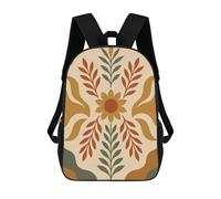 Earth Tone Floral Pattern - Warm Botanical Wall Art for Natural Modern Spaces Backpacks Children's Backpacks School Bag 3D Printed Children's School Backpack Fashion Travel Backpacks for Kids Elementa