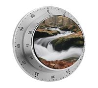 Earth Tones and Waves Mechanical Kitchen Timer Digital Timer with Magnetic Base 60-Minute Visual Countdown Stainless Steel Timers for Cooking, Baking, Eggs & Classroom Use, Loud Alarm