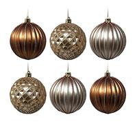 Earth Tones Christmas Bauble Decorations - Bronze, Brown, Gold - Set of 12