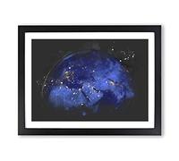 Earth View Paint Splash Modern Art Framed Print | A2 Black Framed Wall Art | Ready to Hang | Modern Nature Picture | Living Room Bedroom Lounge Office
