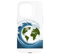 Earth Waves Surrounding Planet Globe Design Case for iPhone 15 Pro