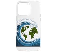 Earth Waves Surrounding Planet Globe Design Case for iPhone 15 Pro Max