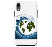 Earth Waves Surrounding Planet Globe Design Case for iPhone XR