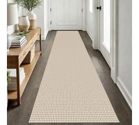 EARTHALL Woven Runner Rug 2x8 Ft Washable Runners for Hallways Cotton Non Slip Rubber Backed Kitchen Runner Braided Indoor Floor Carpet for Entryway, Hallway, Kitchen, Bedroom, Beige/Khaki
