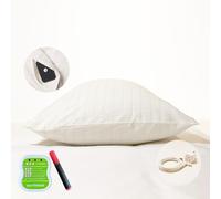 earthbeat Dye-Free Earthing Pillowcase. UK Adapter Included. Free Grounding Tester Kit. Silver Fiber with Smooth Combed Cotton. Unbleached, Suitable for Chemical Sensitivity. Standard-Size, 50×75cm.