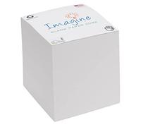 EARTHCUBE Blank White 3.5 Inch Note Cube (Not Sticky) Made in USA (Paper US or CAN) 100% Recycled 700 Tear-off Pages (Not Loose) 'Imagine'