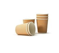 EarthDine Premium Ripple Paper Cups, Brown Kraft, 12oz/350ml, Triple-Layer Insulated, Disposable Hot and Cold Beverage Containers, 500 Count
