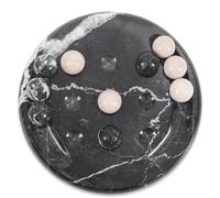 Earthen Craft Mini Marble Tic Tac Toe Board Game 6" Black & Verona Balls, Handmade Classic Board Game for Family, Coffee Table, Farmhouse Patio, Indoor & Outdoor Decor, Home Decor
