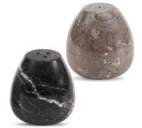 Earthen Crafts Egg Shaped Salt and Pepper Shakers Set - Handcrafted Oceanic & Black 2.5" Spice Containers - Farmhouse Style Kitchen Decor & Tabletop Storage