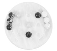Earthen Crafts Marble 6" White and Black Balls Game - Natural Stone Compact Board, Decorative Tabletop Strategy Game for Home & Office, Great Gift for Dad