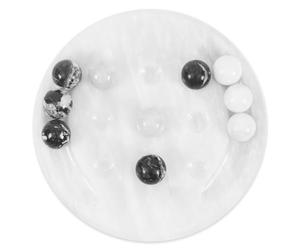 Earthen Crafts Marble 6" White and Black Balls Game - Natural Stone Compact Board, Decorative Tabletop Strategy Game for Home & Office, Great Gift for Dad