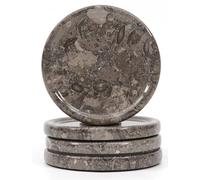 Earthen Crafts Marble Coasters Set of 4 Round Oceanic Handmade Modern 4" Inches Coasters for Drink, Stylish Drink Coaster for Dining Table & Ideal Kitchen Countertop Decor