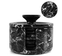 EARTHEN CRAFTS Marble Coasters Set of 6 for Drinks 3.5 Inches Round White Coaster Set with Holder & Lid, Drink Coasters for Tabletop, Ideal for House Warming Gift and Coffee Table