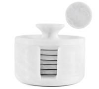 EARTHEN CRAFTS Marble Coasters Set of 6 for Drinks 3.5 Inches Round White Coaster Set with Holder & Lid, Drink Coasters for Tabletop, Ideal for House Warming Gift and Coffee Table