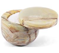 Earthen Crafts Marble Green Onyx Salt Cellar with Swivel Lid - 3" Salt Keeper for Countertop - Kosher Salt and Seasoning Storage Container for Kitchen or Bath