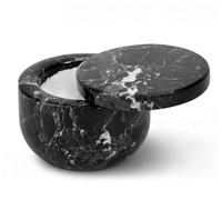 Earthen Crafts Marble Salt Cellar 3 Inch Black Salt Box with Swivel Lid - Spice Container for Kitchen Counter - Salt and Pepper Storage