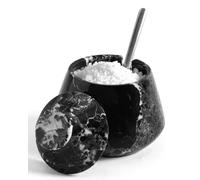 EARTHEN CRAFTS Marble Salt Cellar with Lid & Spoon, 3 Inch