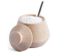 EARTHEN CRAFTS Marble Salt Cellar with Lid & Spoon, 3 Inch (Verona)