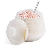 EARTHEN CRAFTS Marble Salt Cellar with Lid & Spoon White Onyx 4" Inch Salt Box, Salt & Sugar Container for Kitchen Counter, Spice Jar, or Jewelry Holder
