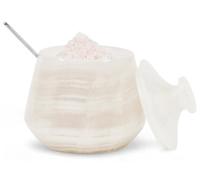 EARTHEN CRAFTS Marble Salt Cellar with Lid & Spoon White Onyx 4" Inch Salt Box, Salt & Sugar Container for Kitchen Counter, Spice Jar, or Jewelry Holder