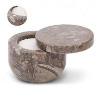 Earthen Crafts Oceanic 3" Marble Salt Cellar with Lid Salt Box - Salt and Spice Jar Storage Magnetic Lock Lid Container - Salt Crock for Sea Salt, Flaky Salt, and Sugar