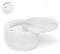 EARTHEN CRAFTS White Marble 3" Inch Salt Cellar With Lid Salt Holder - Salt Container with Magnetic Lock for Kitchen Counter - Salt & Spice Storage - Seasoning Jars for Table