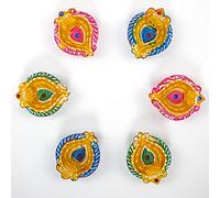 Earthen Diya Handmade Clay Terracotta Diwali Diya Oil Lamps for Pooja Deepak Decoration Rangoli Diva Deepam Decorative Lighting Accessories Traditional Indian Festival Décor (Shankh Shape - Set of 6)