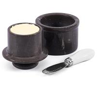 EarthenTones Marble Butter Keeper, Zebra Gray Premium Butter Dish with Lid, Handmade Butter Crock for Countertop, Stylish French Butter Dish for Kitchen Décor