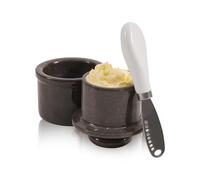 EarthenTones Marble Butter Keeper, Zebra Gray Premium Butter Dish with Lid, Handmade Butter Crock for Countertop, Stylish French Butter Dish for Kitchen Décor