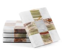 EarthenTones Marble Coasters Set of 4, 4" White & Green Onyx Handmade Stone Cup Coasters, Elegant Table Coaster for Drinks, Durable Kitchen Décor & Home Accessories