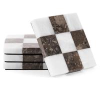 EarthenTones Marble Coasters Set of 4, 4" White & Oceanic Handmade Stone Cup Coasters, Elegant Table Coaster for Drinks, Durable Kitchen Décor & Home Accessories
