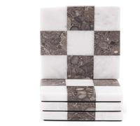 EarthenTones Marble Coasters Set of 4, 4" White & Oceanic Handmade Stone Cup Coasters, Elegant Table Coaster for Drinks, Durable Kitchen Décor & Home Accessories