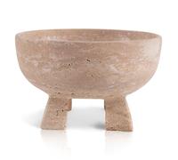 EARTHENTONES Marble Fruit Bowl, 8" Travertine Handmade Fruit Bowl for Kitchen Counter, Elegant Decorative Home Accessories, Modern Fruit Basket for Kitchen Décor
