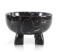 EARTHENTONES Marble Fruit Bowl for Kitchen Counter, 8" Elegant Black Fruit Bowl, Premium Decorative Home Accessories, Salad Basket for Modern Kitchen Décor