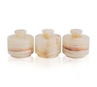 EARTHENTONES Marble Salt Cellar Set of 3, Kitchen Counter White Onyx Marble Salt Container & Sugar Bowl, Elegant Containers for Countertop or Table, Salt & Pepper Bowls for Seasoning