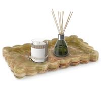 EarthenTones Marble Tray for Bathroom Countertop, 10" Green Serving Tray for Kitchen Countertop, Decorative Makeup & Perfume Organiser & Candle Plate
