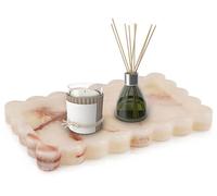 EARTHENTONES Marble Tray for Kitchen Countertop 10" White Handmade Decorative Tray for Home & Kitchen, Vanity Tray for Perfume & Makeup Organiser, Bathroom Countertop Accessory